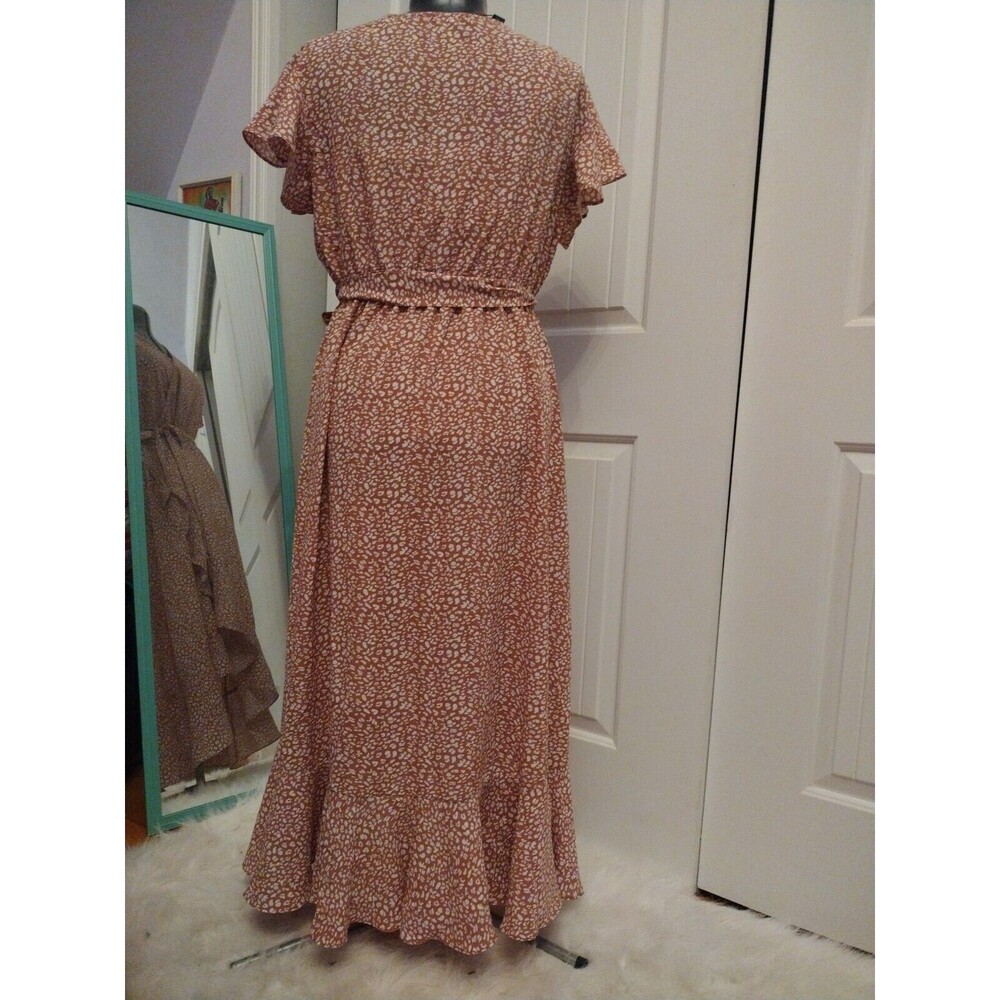 In' Voland Mauve Flouncy Faux Wrap High Low Dress Size 16 - Picture 3 of 7